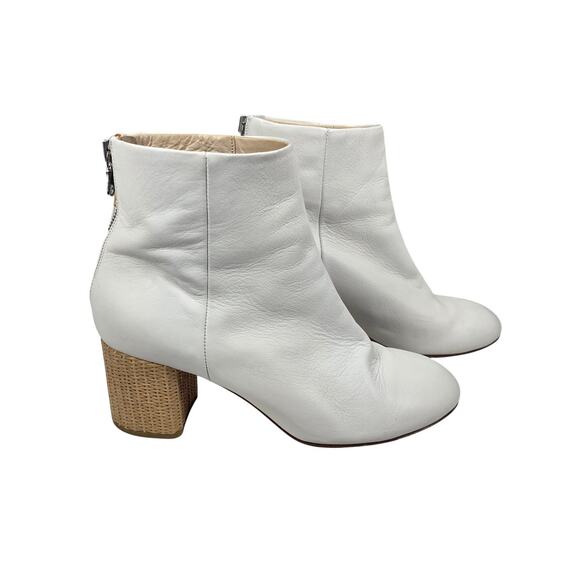 RAG & BONE DREA WHITE LEATHER BOOT – WICKER HEEL – WOMEN’S US 9 – MADE IN ITALY - Picture 1 of 13